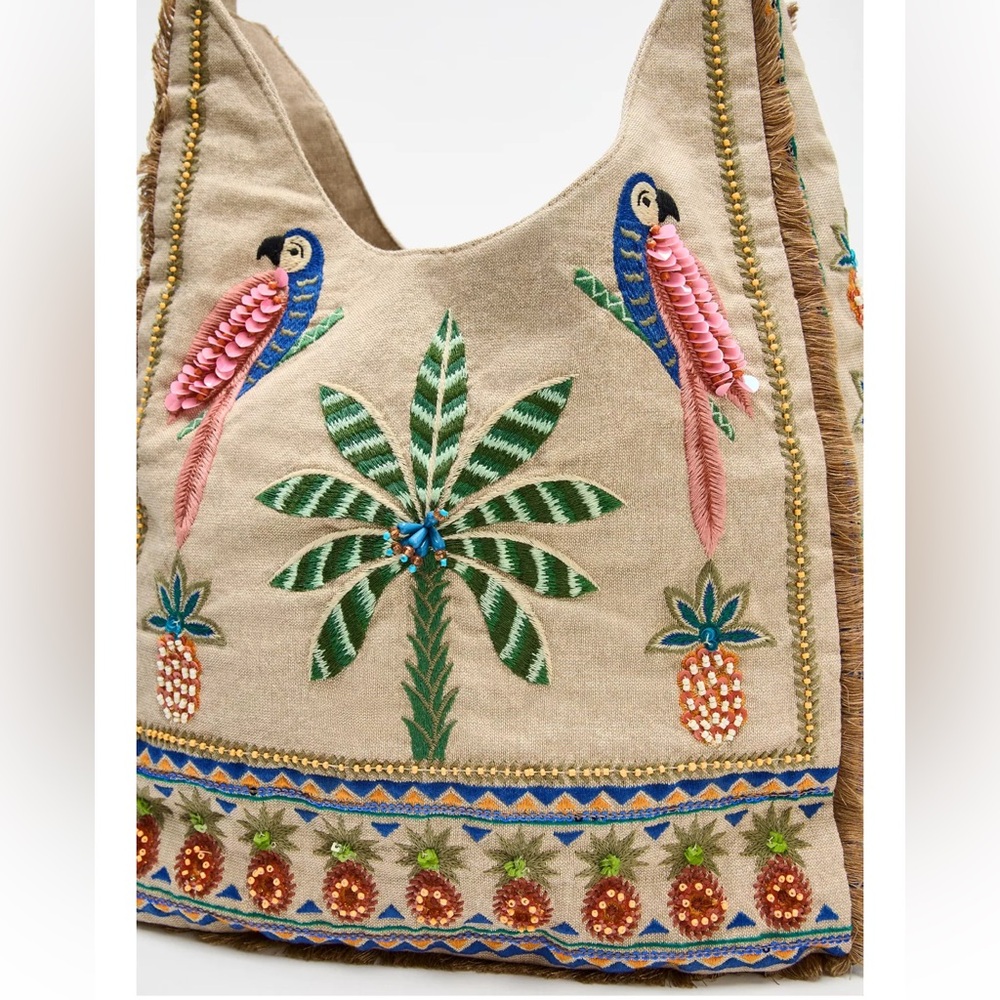 Zara NWT beaded shopper bag 6083/510 - Picture 5 of 9